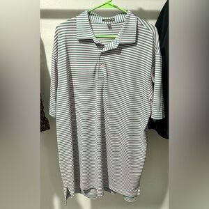 Peter Millar Green and Pink Striped Summer Comfort Polo Shirt